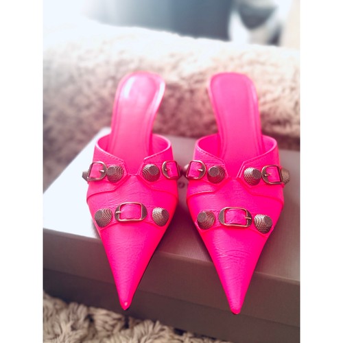 BALENCIAGA Agneau Arena Cagole 70mm Mules Pink 38/8B - Picture 3 of 12