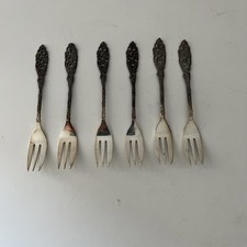 Vintage Dutch Gero Hallmark Silver Plate cake/ pastry/ dessert fork set of 6 