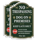 No Trespassing, Dog on Premises Sign 2 Pack, 12 x 8 inches Rust Free .040