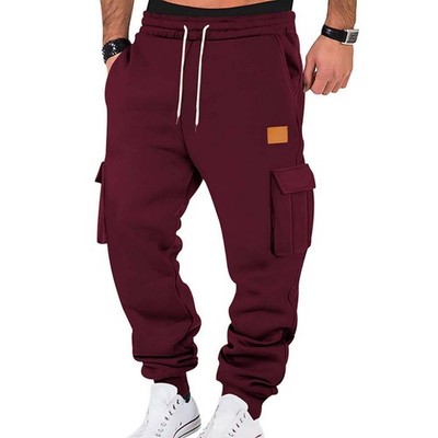 Men's Winter Warm Activewear Cargo Track Pants Fleece Layer Joggers Sweatpants