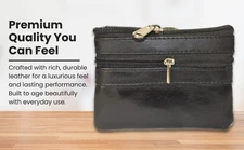 Leatherboss Black Coin Purse – Mini Wallet with Key Holder & ID Window
