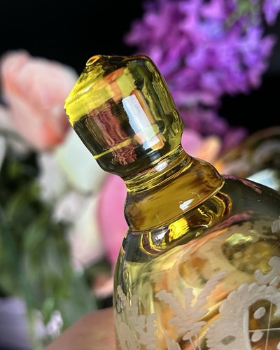 Antique Bohemian Glass Etched Lidded Jar/Candy Dish 7.75”H Amber c19thC - Picture 14 of 24