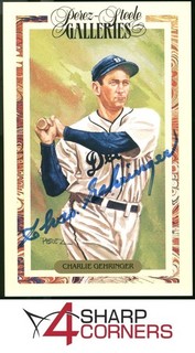 SIGNED AUTOGRAPHED CHARLIE GEHRINGER HOF PEREZ STEELE POSTCARD W/ COA JSA AUTH