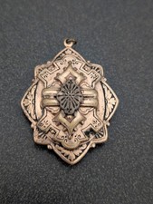 Antique Victorian Gold Filled Ornate Geometric Layered Locket Pendant