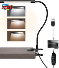 LED Desk Lamp with Clamp - Adjustable 3 Color Modes 10 Brightness Level Table La