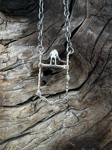 Fleming Miniature Sterling Horse Bit Spade Pendant Western Cowboy Fancy Necklace