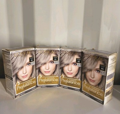 Bundle Of 4 Loreal Superior Preference Hair Color #8S Soft Silver Blonde 