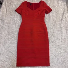 Escada Carmine Red Midi Bodycon Cocktail Dress Holiday Party