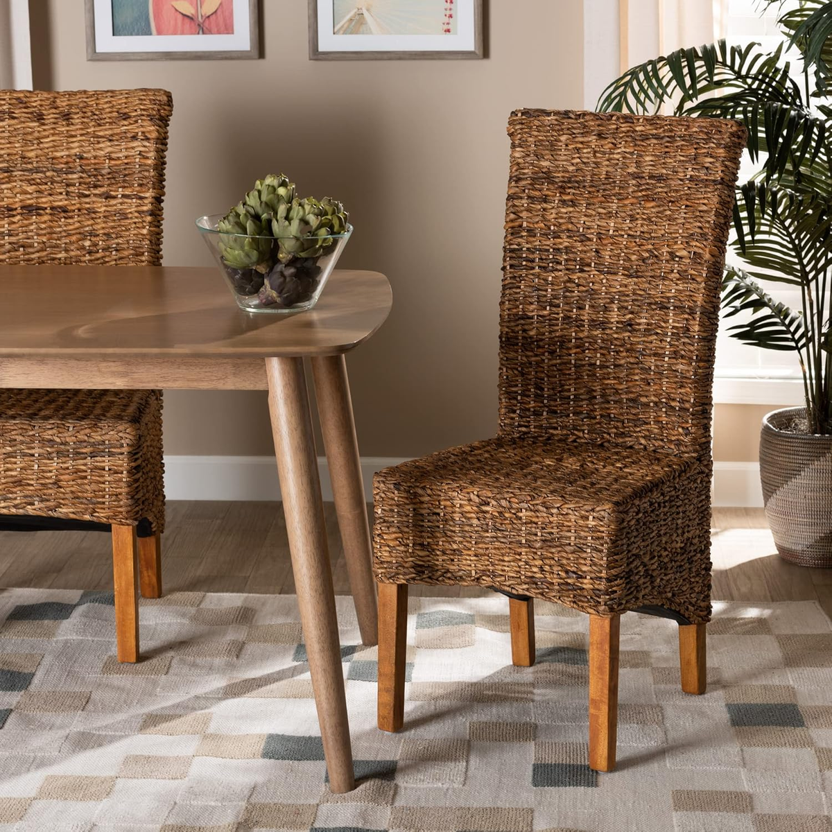 Elegant Seagrass & Mahogany Dining Chair - Stylish & Durable Design