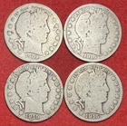 (4) 1909 - 1915 S San Francisco Barber Half Dollar 90% Silver US Coin Lot $2 FV