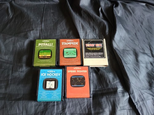 Lot Of 5 Atari 2600 Games Cart Only: Pitfall/Donkey Kong/Spider Fighter/Stampede