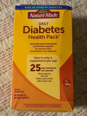 Nature Made Daily Diabetic Health Pack - 60 Packets - 60 Day Supply (Exp 6/2027)