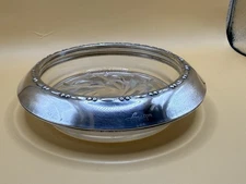 Amston 144 Sterling Silver Single Glass Crystal Coaster Plate Dish Vintage