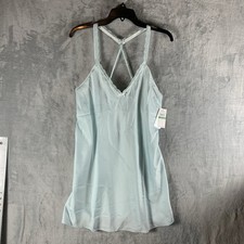 Flora Nikrooz Womens Slip Dress Nightgown L Baby Blue Strappy Lace Trim Feminine