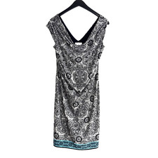 London Times Black & White Geometric Pattern Dress - 10 - Artsy Classy Cocktail