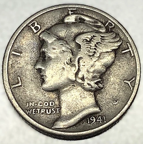 1941-P Mercury Dime 10c Good Circulated Condition 90% Silver US Coin - 3255