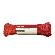 Diameter 3/8 inch x 100 feet Red Polypropylene Diamond-Braid Rope