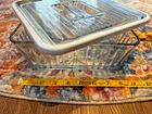 Vintage Anchor Hocking 1932 Design Ribbed 9 x 9 Refrigerator Baking Dish w/ Lid
