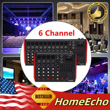 6 Channel Audio Mixer Bluetooth USB DJ Sound Board Mixing Console Live Studio