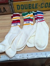 3 Vintage NOS Pairs of Men's Striped Tube Socks, All Pro Sock, Over Calf, 9-11