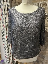 Bravissimo Evening Top, Pewter Sequins, Back Zip Size 12 Really curvy.