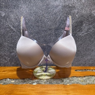 Victoria Secret Bombshell Add-2-Cups Gradient Shine Strap Push-Up Bra Silver 34D
