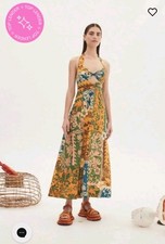NWT ALEMAIS Archie Printed Linen Midi Dress In Multicolor PATCHWORK size 4 395