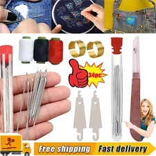 34PCS Sewing Tool Set,Needles Thread Hand Repair Tools,Portable Sewing Kit ~2025