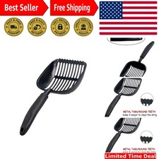 Effortless Cat Litter Scoop - Polished Aluminum with Patented Tabs  Round Teeth