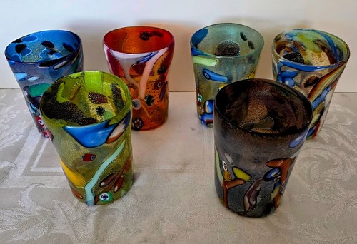 Mirò Gläser 6er Set Becher reines Silber - Original Murano Glas mundgeblasen - Bild 2 von 10