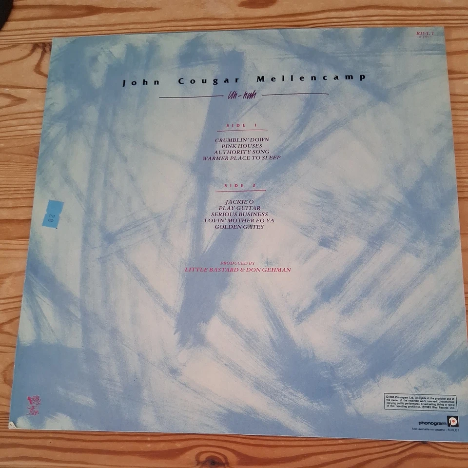 John Cougar Mellencamp Uh-Huh 12" Vinyl LP 1st Press Riva Records RIVL 1 EX/NM Foto 2 de 4