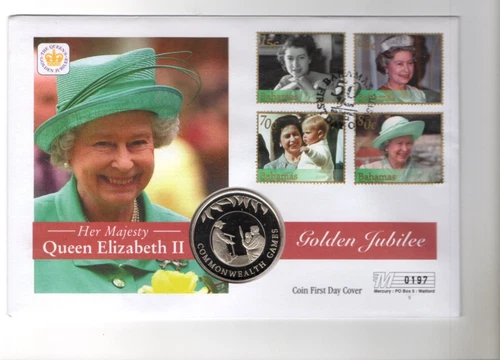 2002 GOLDEN JUBILEE - FALKLANDS MERCURY COIN FDC FROM COLLECTION C36