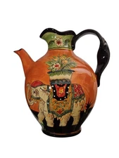 Raj Style Ceramic Elepant Pitcher~ New West Indies~Large Twisted Handled Jug