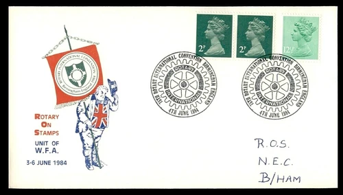 ROTARY 75th CONVENTION BIRMINGHAM ENGLAND - PICTORIAL cancels on GB Cover 1984