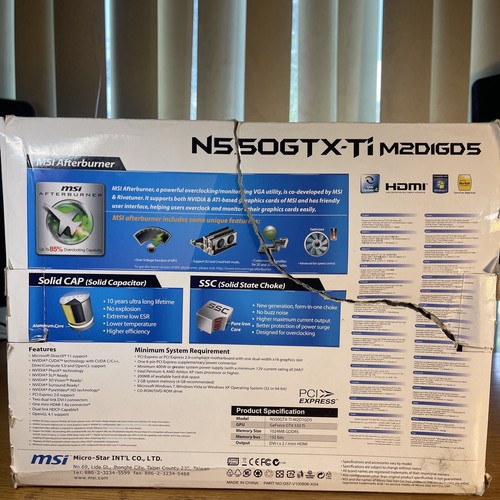 MSI N550GTX-Ti DUAL DVI Mini HDMI PCI-E Graphics Vide Card N550GTX-Ti-M2D1GD5/OC - Picture 4 of 14