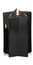 Ceramic Star Pre-Lit Candle - 18cm - Black - New