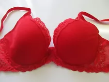 Natori 730023 Feathers Demi Plunge Underwire Bra Red 32DDD $68 B3197