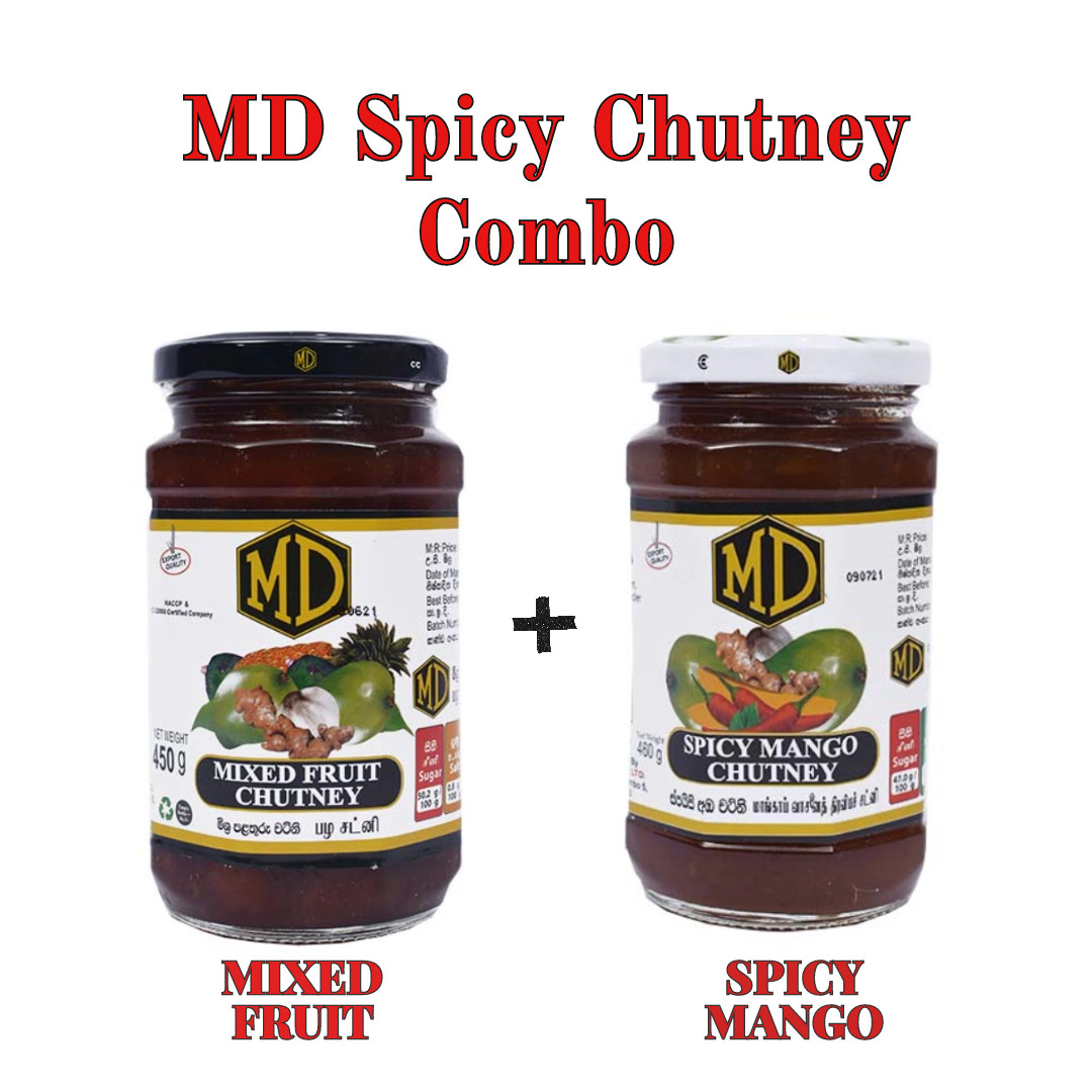 PAQUETE DE 2 PAQUETES Sri Lankan MD Mango Chutney y Fruta Mixta Chutney Combo