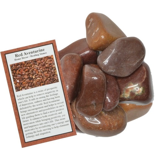 3 lbs Red Aventurine Tumbled Stones - Grade 2 - XLarge - 1.5" to 2" Avg. - Picture 2 of 3
