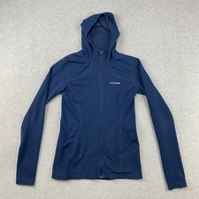 Columbia Hoodie Women Small S Navy Full Zip Knit Lightweight Thumbholes Pockets
