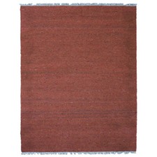 Hand Woven Flat Weave Kilim Cotton Polyester Area Rug Solid Rust BBH Homes