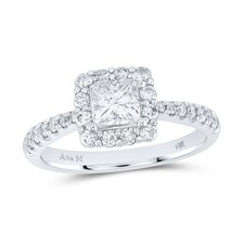 14kt White Gold Princess Diamond Halo Bridal Wedding Engagement Ring 1-1/4 Ctw