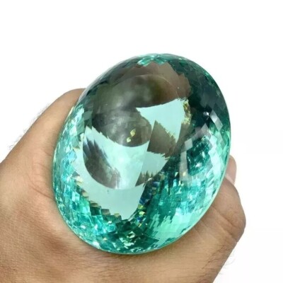 Ocean Blue 400+ Ct EGL Certified Huge Topaz Oval Cut Brazilian Natural Gemstone