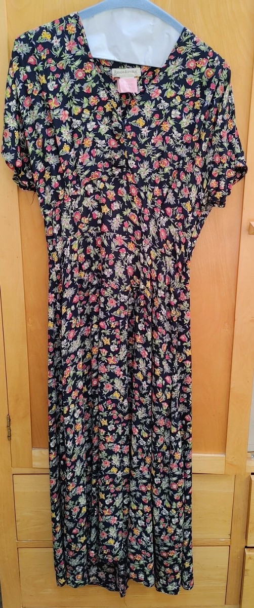 VTG 90s Banana Republic JN 54023 Women's Dress Size 2 Navy Floral Print  Maxi | eBay