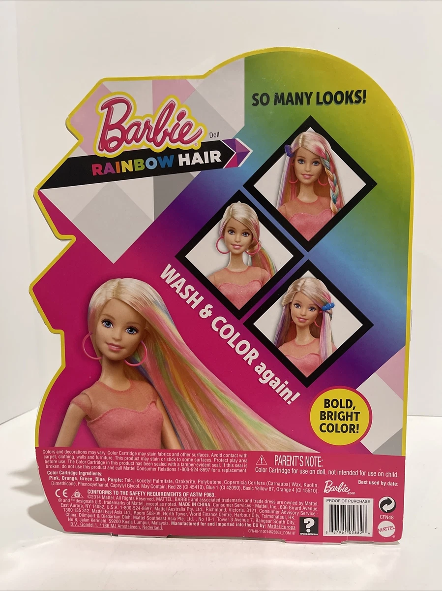 Barbie Rainbow Hair Doll 5 Colors 1 Swipe CFN48 NIB RARE