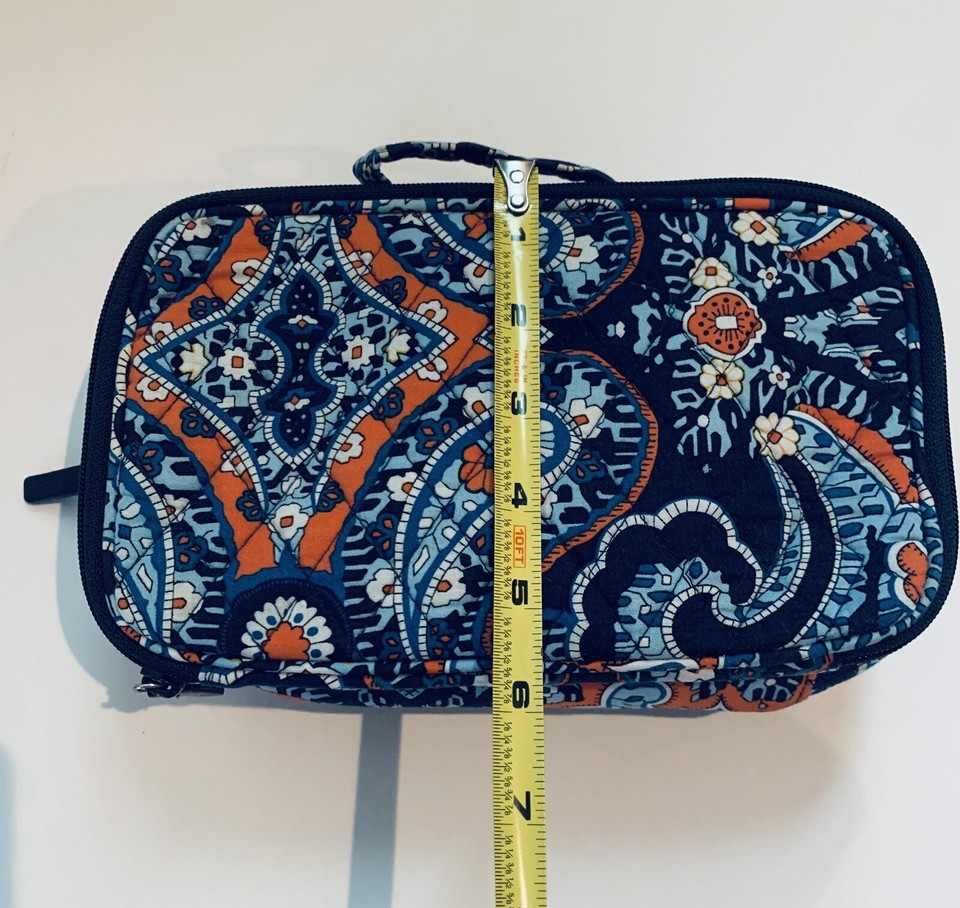 Vera Bradley Blue Orange Paisley Marrakesh Floral Makeup Travel Case