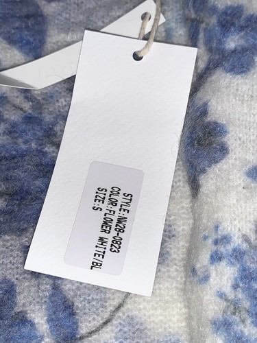 Suéter Bartolini Mujer Mohair y Alpaca Cárdigan Azul Floral Talla Pequeña Nuevo con Etiquetas - Imagen 4 de 7
