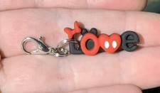 Mickey  Minnie Mouse Love Charm Zipper Pull  Keychain Add On Clip 