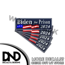 BIDEN FOR PRISON 2024 bumper sticker BLUE decal anti-biden harris 5 PACK