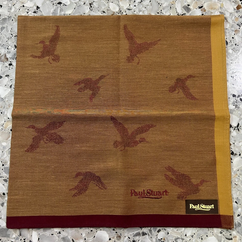 MAN HANKY GOLD & RED BIRDS GEOMÉTRICO CLÁSICO ALGODÓN BOLSILLO ARTE CUADRADO 18” #JP166 Foto 2 de 4